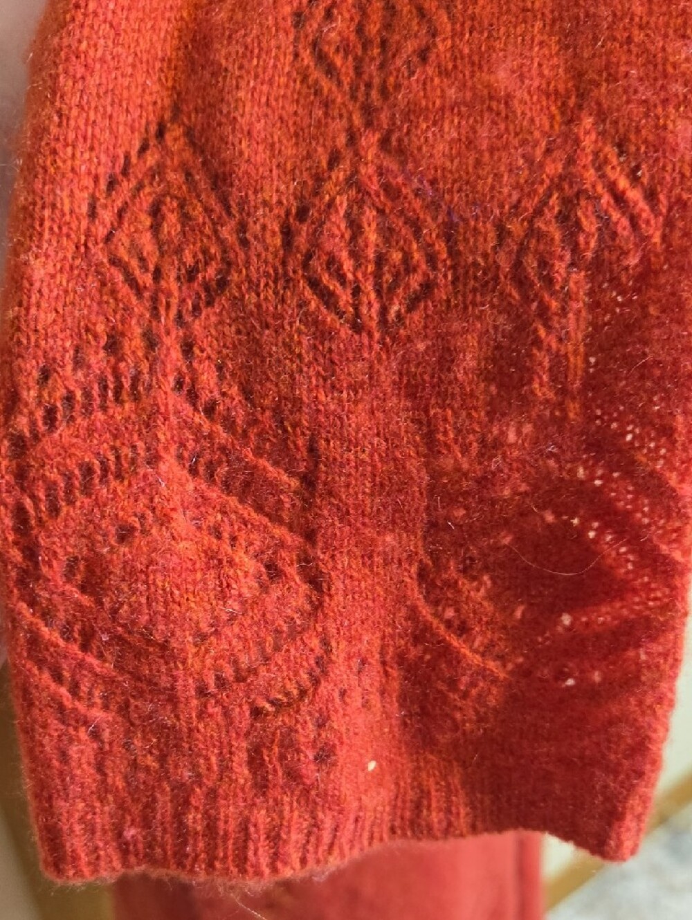Cynthia Rowley Brick Red Hooded Open Knit Cardigan 100% Cashmere - Picture 5 of 6